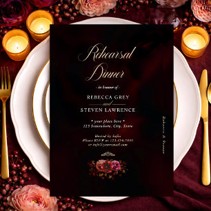 Invitation Élégant mariage floral rouge noir d'humeur