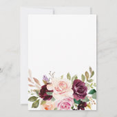 Invitation Élégant mariage floral script bordeaux (Dos)