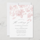 Invitation Élégant Mariage Floral Script rose (Devant)