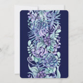 Invitation Elégant Mariage floral Succulent violet Aquarelle (Dos)
