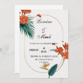 Invitation Élégant Mariage floral tropical (Devant / Derrière)
