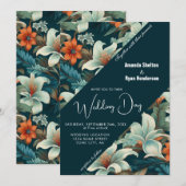 Invitation Élégant Mariage floral tropical (Devant / Derrière)