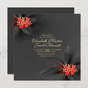 Invitation Élégant Mariage floral tropical foncé