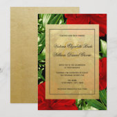 Invitation Élégant Mariage floral tropical hibiscus rouge (Devant / Derrière)