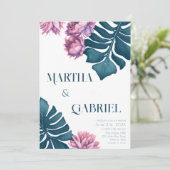 Invitation Élégant Mariage Floral Tropical Summer Monstera (Debout devant)