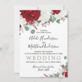 Invitation Élégant Mariage floral vert Bourgogne (Devant)