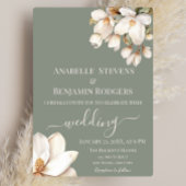 Invitation Élégant Mariage floral vert et blanc