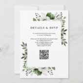 Invitation Élégant mariage floral vert olive Code QR (Dos)
