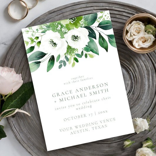 Invitation Élégant Mariage floral vert Sage