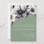Invitation Élégant Mariage floral vert Sage moderne (Devant)