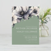 Invitation Élégant Mariage floral vert Sage moderne (Debout devant)