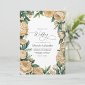 Invitation Élégant Mariage Floral Vert Sauge et Grès (Debout devant)