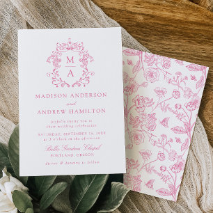 Invitation Élégant Mariage Floral Victorien en Chinoiserie Ro