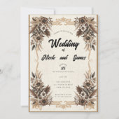 Invitation Élégant Mariage floral Vintage de Bohême (Devant)