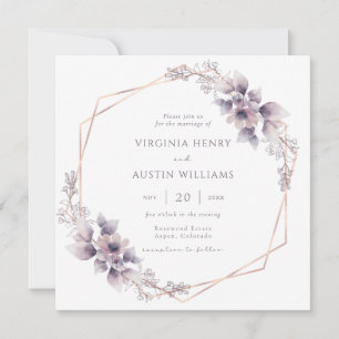 Invitation Élégant Mariage floral violet