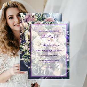 Invitation Élégant Mariage floral violet