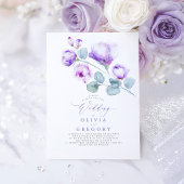 Invitation Élégant Mariage floral violet botanique moderne