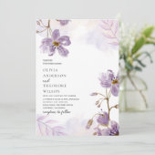 Invitation Élégant Mariage floral violet clair (Debout devant)