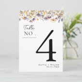 Invitation Élégant Mariage floral violet clair Numéro de tabl (Debout devant)