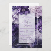 Invitation Élégant Mariage floral violet et blanc (Devant / Derrière)