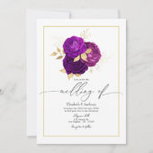 Invitation Élégant Mariage floral violet et or (Devant)