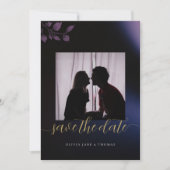 Invitation Élégant mariage floral violet moody Enregistrer la (Devant)