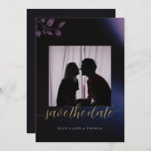 Invitation Élégant mariage floral violet moody Enregistrer la (Devant / Derrière)