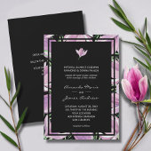 Invitation Élégant Mariage floral violet noir