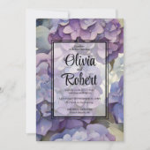 Invitation Elégant Mariage floral violet poussiéreux (Devant)