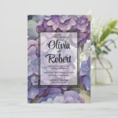 Invitation Elégant Mariage floral violet poussiéreux (Debout devant)