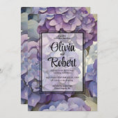 Invitation Elégant Mariage floral violet poussiéreux (Devant / Derrière)
