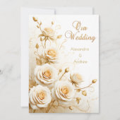 Invitation Elégant mariage Floral White Roses Crème (Devant)