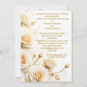 Invitation Elégant mariage Floral White Roses Crème (Dos)