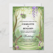 Invitation Élégant Mariage forestier enchanté vert (Devant)
