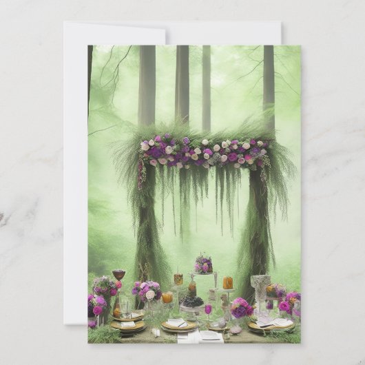 Invitation Élégant Mariage forestier enchanté vert (Dos)