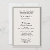 Invitation Élégant Mariage Formel Crème Noir Classique Script (Devant)