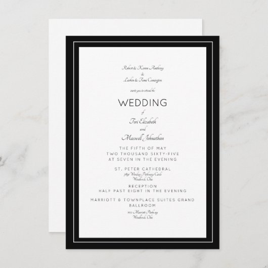 Invitation Élégant Mariage formel Les deux définit les parent (Devant / Derrière)