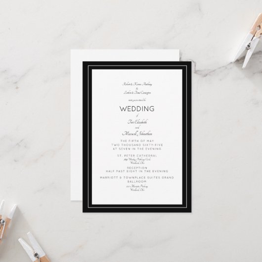 Invitation Élégant Mariage formel Les deux définit les parent (Devant/Arrière en situation)