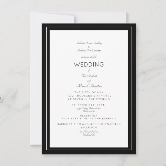 Invitation Élégant Mariage formel Les deux définit les parent (Devant)