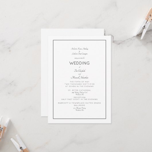 Invitation Élégant Mariage Formel Les Deux Ensembles Parents (Devant/Arrière en situation)