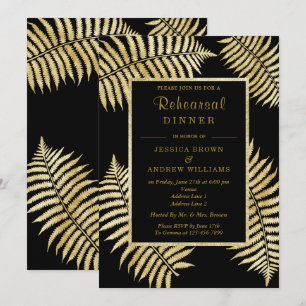 Invitation Élégant mariage fougère feuille d'or faux