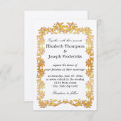 Invitation Élégant Mariage frontalier Gold Vine (Devant / Derrière)
