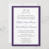 Invitation Élégant Mariage frontalier violet et blanc (Devant)