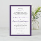 Invitation Élégant Mariage frontalier violet et blanc (Debout devant)