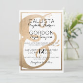 Invitation Élégant Mariage frontière de l'esperluette blanche (Debout devant)