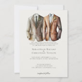 Invitation Elégant Mariage gay deux pièces en costume (Devant)