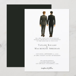 Invitation Elégant Mariage gay deux pièces en costume