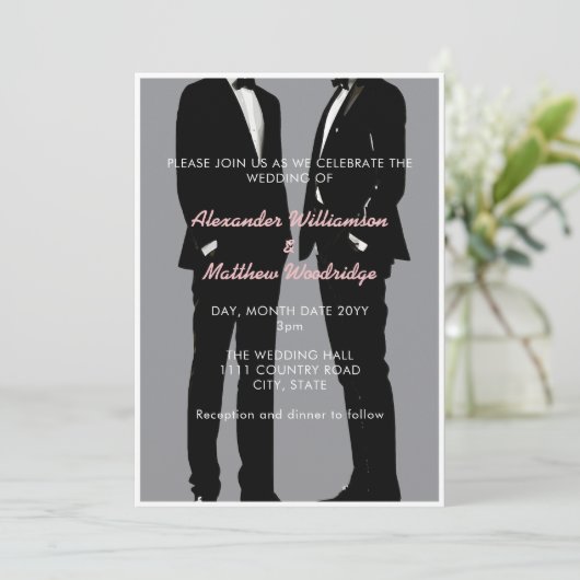 Invitation Elégant Mariage gay moderne (Debout devant)
