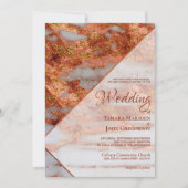 Invitation Élégant Mariage géométrique en marbre métallique e (Devant)