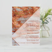 Invitation Élégant Mariage géométrique en marbre métallique e (Debout devant)